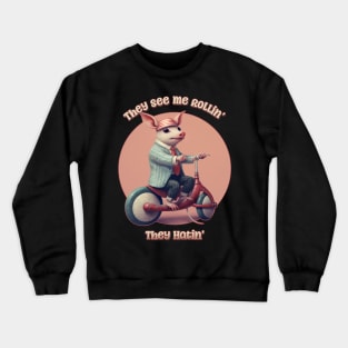 They See Me Rollin', They Hatin' Funny Piglet on a Scooter Crewneck Sweatshirt